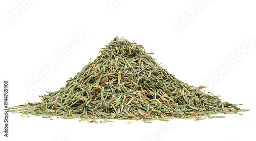 Dried thyme heap isolated on a white background. Natural thyme spice.