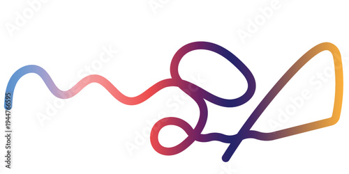 Colorful Gradient Squiggle Lines Isolated on Transparent Background, Abstract Neon Ribbon Curves, Vibrant Rainbow Doodle Wave Line Design Element PNG