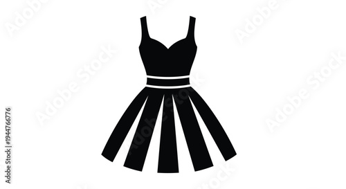 Vector black dress icon, fashion symbol