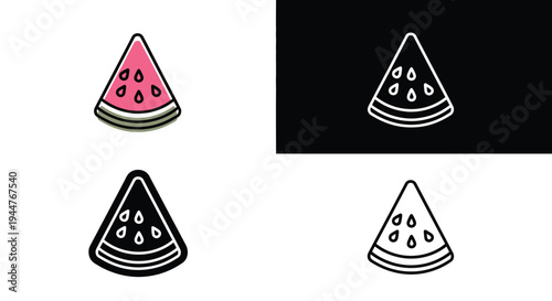 A watermelon slice graphic is shown in four styles.