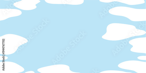 Seamless cartoon vector illustration of a summer blue sky with white paper clouds and a sun design for a nature wallpaper pattern