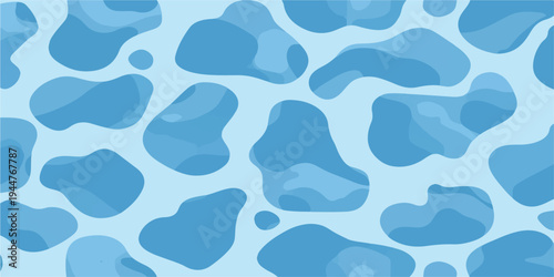 Seamless blue water drops vector pattern illustration with a creative leopard heart design and circular shapes on a white artistic texture backdrop for wallpaper and print decor