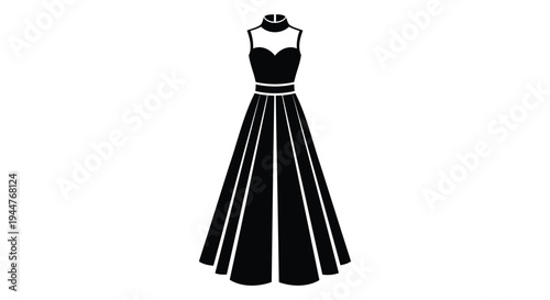 Vector illustration of a black evening dress