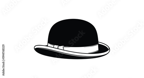 Vector bowler hat icon, black and white