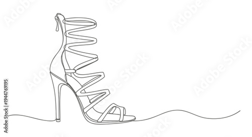 Vector illustration of a strappy high heel shoe