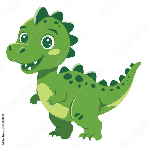Cartoon green dinosaur vector illustration