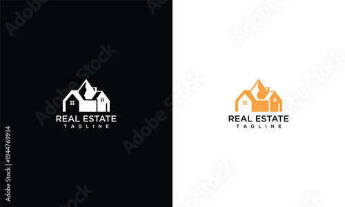 Real Estate Logo Design Modern House and Mountain Property Branding Concept.