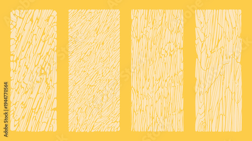 Four vertical rectangles with scribbled textures fill the frame displaying a consistent warm yellow color scheme throughout high quality professional detailed modern elegant stylish clean crisp