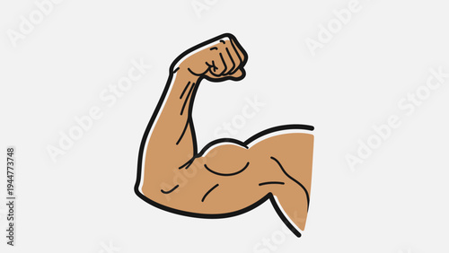 Cartoon illustration of a flexing bicep muscle showing power and strength.