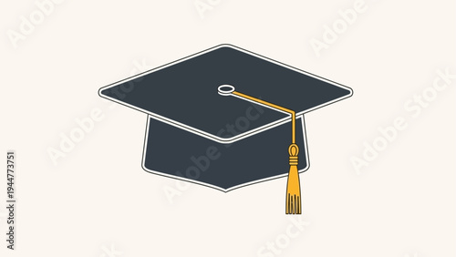 Graduation cap with tassel on a neutral background.
