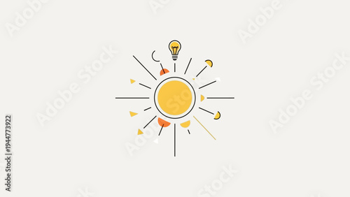 Creative sun with a lightbulb representing an idea