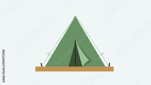Green camping tent icon on white background.