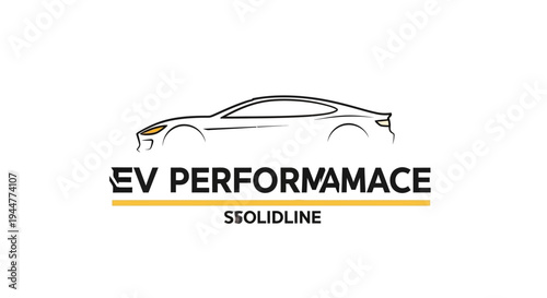 EV Performance Solidline Logo with Sleek Electric Vehicle Silhouette.