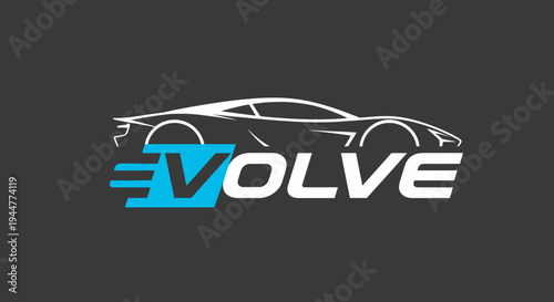 Evolve Car Logo Design with Sleek Silhouette.