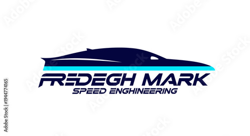Sleek automotive logo for Fredegh Mark Speed Engineering with a dynamic car silhouette.
