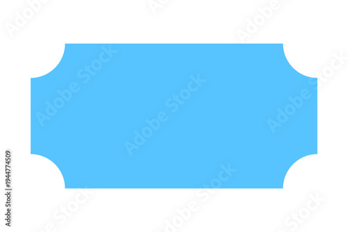 Light blue rectangular label with inverted corners. Blank text box plaque vector illustration.