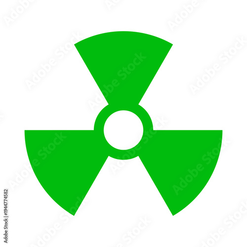 Green radioactive hazard symbol. Toxic nuclear energy warning sign vector illustration.