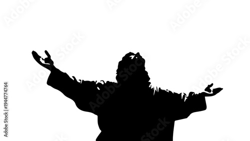 silhueta jesus cristo bracos abertos isolado fundo branco conceito fe espiritualidade