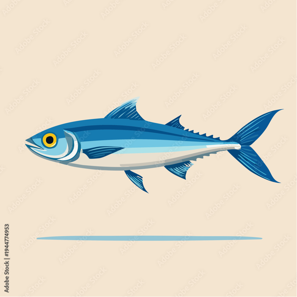 Obraz premium Sardine Illustration – Stylized Fish Icon in Marine Colors
