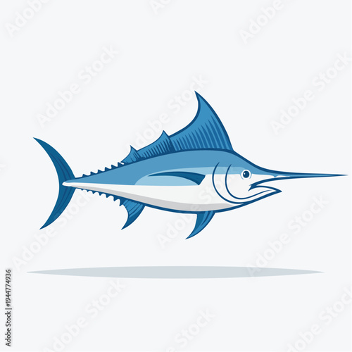 Blue Marlin Stylized Illustration – Elegant Ocean Wildlife Design
