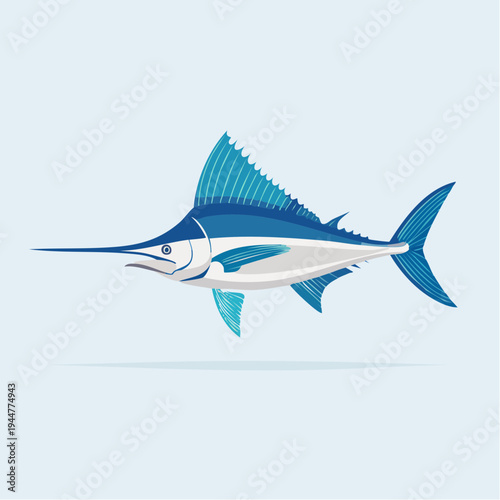 Blue Marlin Stylized Illustration – Elegant Ocean Wildlife Design
