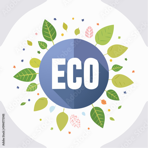 Eco Symbol Illustration – Sustainable Nature and Green Energy Concept