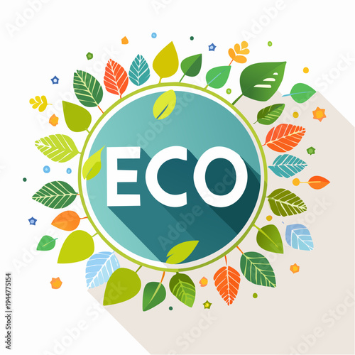 Eco Symbol Illustration – Sustainable Nature and Green Energy Concept