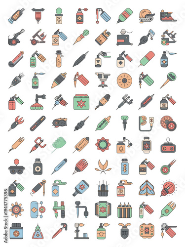 Futuristic Sci-Fi Gadget and Tool Icon Collection Set