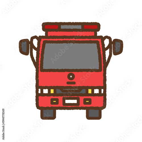 手書き風のアイコン　正面の消防車