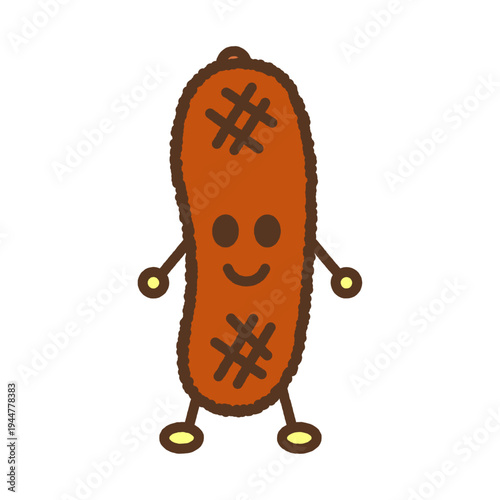 キャラクター風の単品アイコンイラスト　ウインナー　ソーセージ