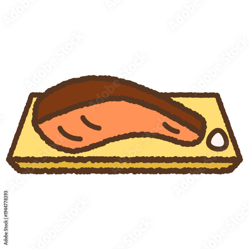 手書き風の単品アイコンイラスト　料理　焼きシャケ
