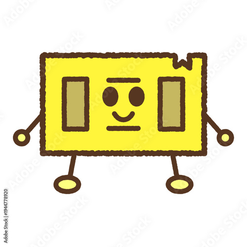 手書き風のキャラクター単品アイコンイラスト　切符