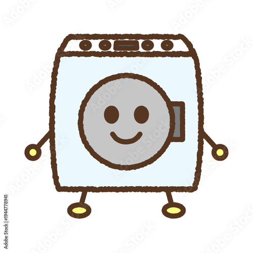 キャラクター風の単品アイコンイラスト　ドラム式洗濯機