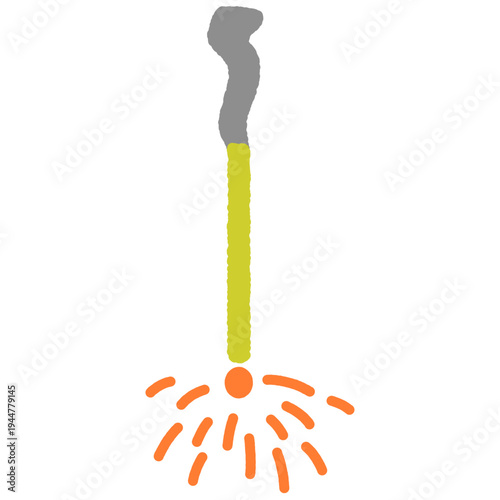 手書き風のシンプルアイコンイラスト　線香花火