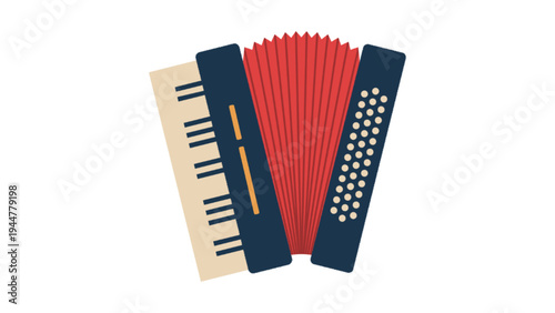 Musical Accordion Instrument Illustration in Flat Style