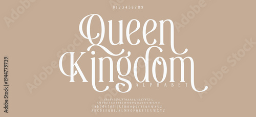 Queen Kingdom Luxury Elegant Modern beauty font alphabet logo. Typography beautiful minimal elegant sans fonts fashion wedding vintage retro logos. vector illustration