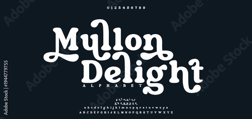 Mulion Delight Groovy serif font with expressive swirls and decorative flair, perfect for vintage-inspired design