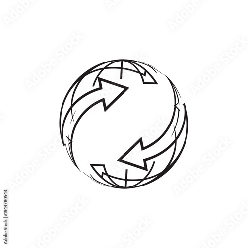 Black and white circular arrows symbol.