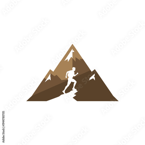 Person Hiking Up Mountain Peak Ascent.