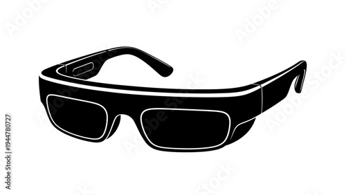 Black 3D Glasses Illustration on White.