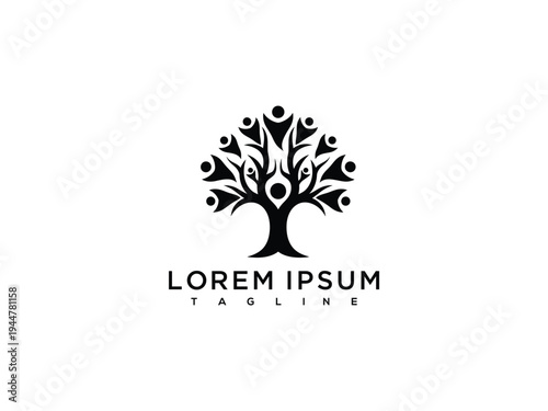 Connected People Tree Logo Symbolizing Community Unity Family and Growth.