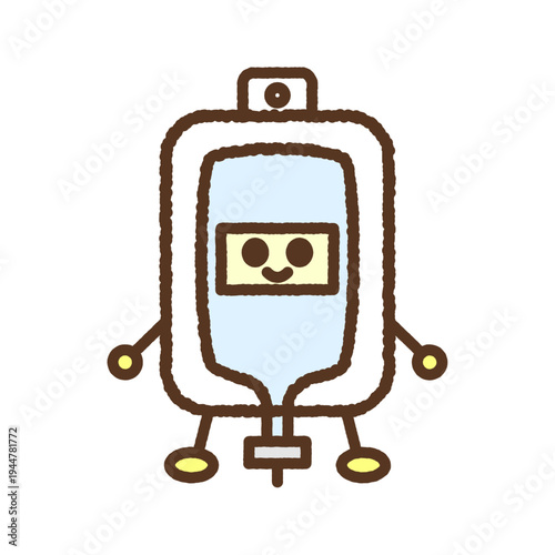 手書き風のキャラクターイラストアイコン　点滴