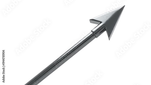 Metal arrowhead with sharp tip in sleek modern design with gray metallic color for hunting or decorative use