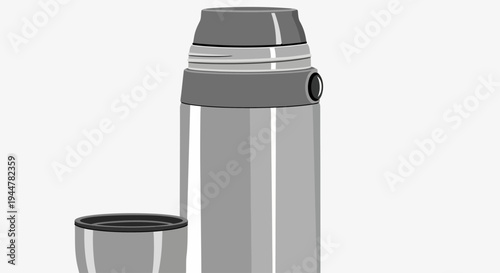 Silver Thermos Flask and Cup.