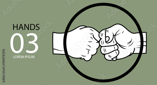 Two fists in a circle on a muted green background