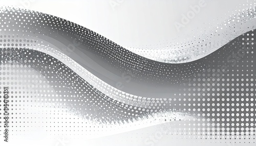 Abstract silver waves with polka dots flow smoothly in a gradient-filled composition