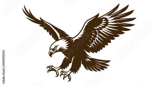 Bald Eagle Flying Vector Illustration Isolated on White