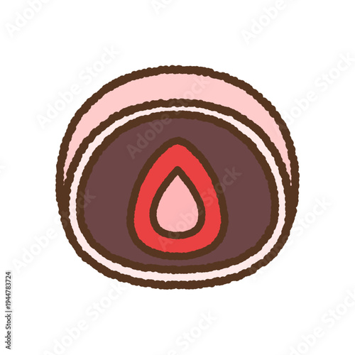 手書き風の単品アイコンイラスト　苺大福