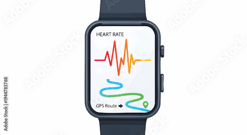 Smartwatch with heart rate monitor on screen