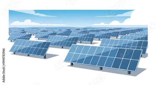 Solar panels on a sunny day with blue sky background